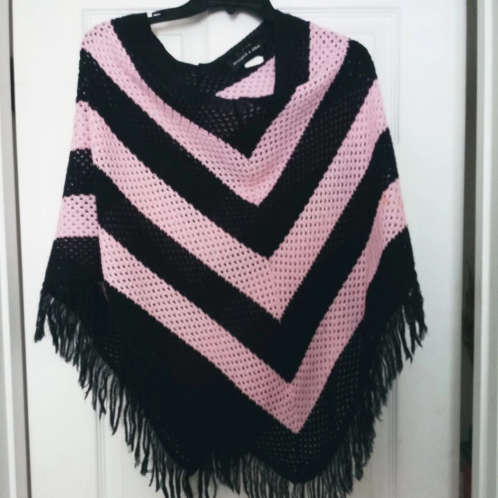 Pink and black Poncho size medium large